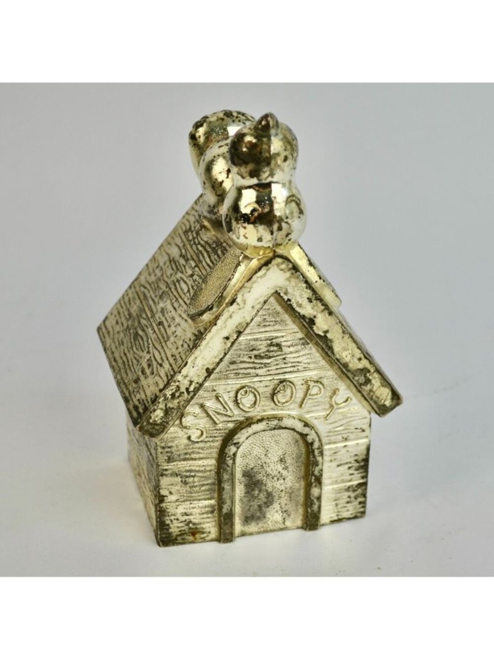 Leonard Snoopy Vintage Silver Plated Piggy Money Bank